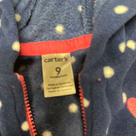 😍3 for $15😍 Blue Carter’s Girls Zip Up Sleeveless Hoodie Size 9M - Picture 2 of 2